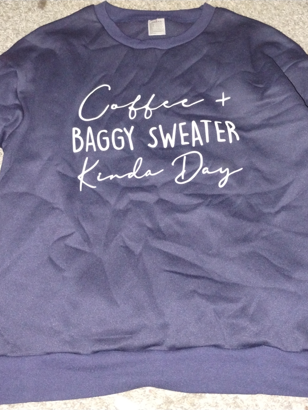 Coffee + Baggy Sweater Long Sleeve Kinda Day Navy Women’s Pullover Medium